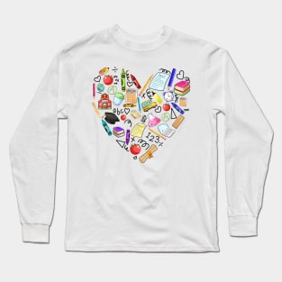 Kawaii School Teacher Heart Long Sleeve T-Shirt